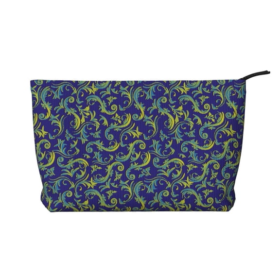 Picia Uncaria Flower Printed Cosmetic Bags for Women Makeup Bag Large Capacity Purse Travel Toiletry Zipper Storage Pouch Make up Brushes Organizer for Gifts