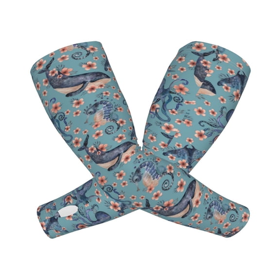 Picia Underwater Animals and Flowers Arm Sleeves for Men and Women - Tattoo Cover Up UPF 50+ Cooling Sports Sleeve for Basketball Golf Football-One Size