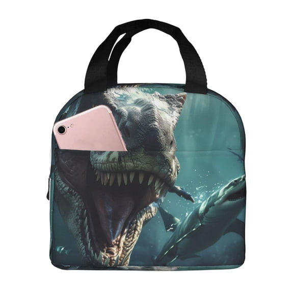 Picia Underwater Dinosaur Shark Printed Lunch box Lunch bag for Men Women Large Capacity Lunchbox Reusable Lunch Bags Insulated Lunch Bag Lunch Box Cooler