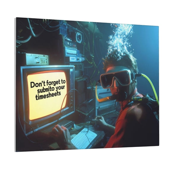 Picia Underwater Office Diver Pattern Decorative Picture – Unique Wall Art, Modern Canvas Print for Trendy Interiors (Horizontal)