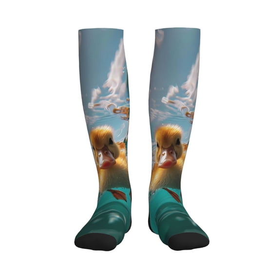 Picia Underwater Swimming Duck Printed Sports Compression Socks - 15-20mmHg Graduated Compression, High-Performance Soft and Breathable Socks for Men and Women