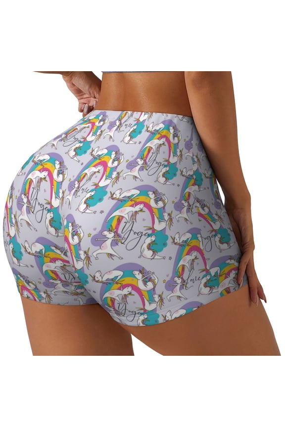 Unicorn DoingYoga Printed Workout Shorts for Women Seamless Scrunch Butt Lifting High Waisted Yoga Gym Booty Running Moisture-wicking Short Pants-XX-Large