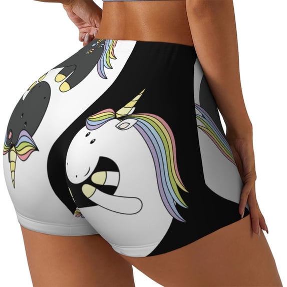 Picia Unicorn in Yoga Printed Workout Shorts for Women Seamless Scrunch Butt Lifting High Waisted Yoga Gym Booty Running Moisture-wicking Short Pants-Medium