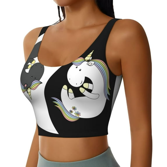 Picia Unicorn in Yoga Sports Bra for Women,Padded Strappy Sports Bras Medium Support Yoga Bra with Removable Cups,Running Yoga Bra-Medium