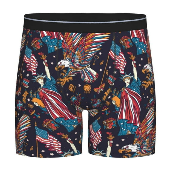 Picia United States Of America Pattern Men's Athletic Long Leg Briefs , Performance Stretch Underwear,Moisture-Wicking