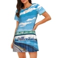thumbnail image 1 of Picia Urban Riverside Clock Tower Pattern Women’s Nightdress – Casual Short-sleeved Loose-Fit Sleepwear, Soft Cotton Short-Sleeve Sleep Shirt for Relaxation & Comfort, 1 of 6