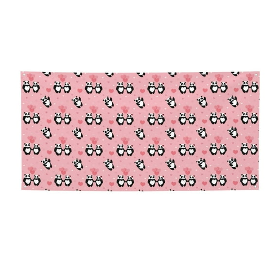 Picia Valentine'S Day Panda Pattern Party Banner, Festive Decoration, Holiday Banner, Celebration Decor, Event Banner, Reusable Party Banner-Medium