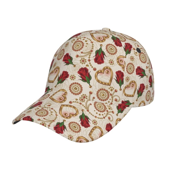 Picia Valentine'S Day Rose pattern Trucker Low Profile Hat Men Women Baseball Cap Dad Hat Adjustable Unconstructed Plain Cap