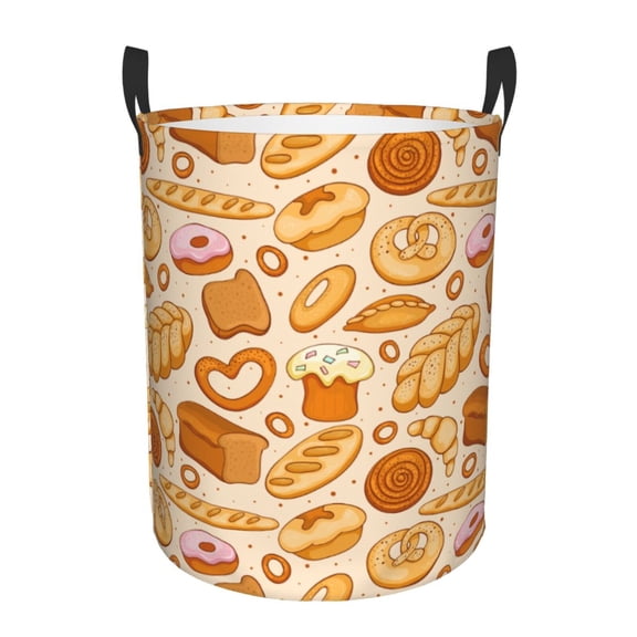 Picia Various Bread Pattern Large Laundry Basket, Waterproof, Freestanding Laundry Hamper, Collapsible Tall Clothes Hamper with Extended Handles-Medium