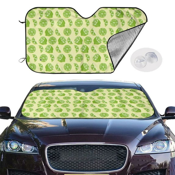 Picia Various Lemons Curved Windshield Sunshade Accordion Folding Style Auto Shade for Car Truck SUV Van Blocks UV Ray Sun Visor Protector -Medium