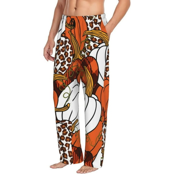Picia Various Pumpkins Mens Soft Woven Cotton Elastic Waistband Sleep Pajama Pant Lounge Sleep Pant With Pockets And Drawstring-Small