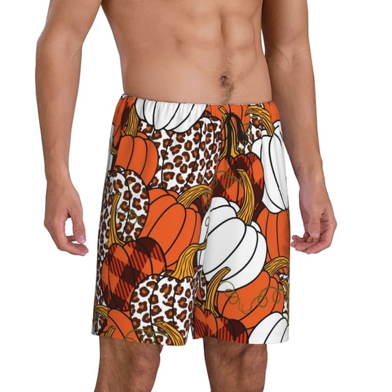 Picia Various Pumpkins Pajama Shorts for Men, Men's Pajama Bottoms, Sleepwear,Short Pajama Pants-Medium