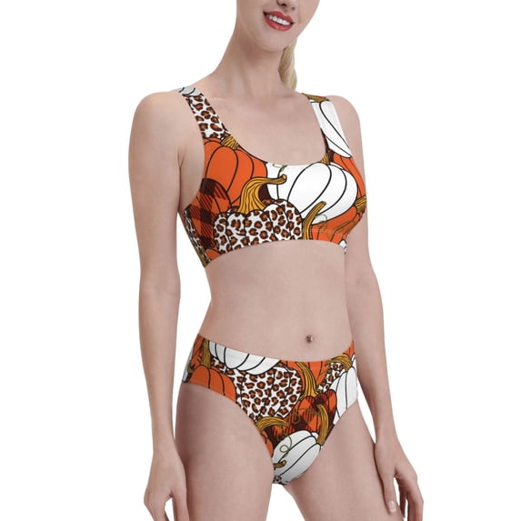 Picia Various Pumpkins Women's High Waisted Bikini Scoop Neck Swimsuit Two Pieces Bathing Suit-XX-Large