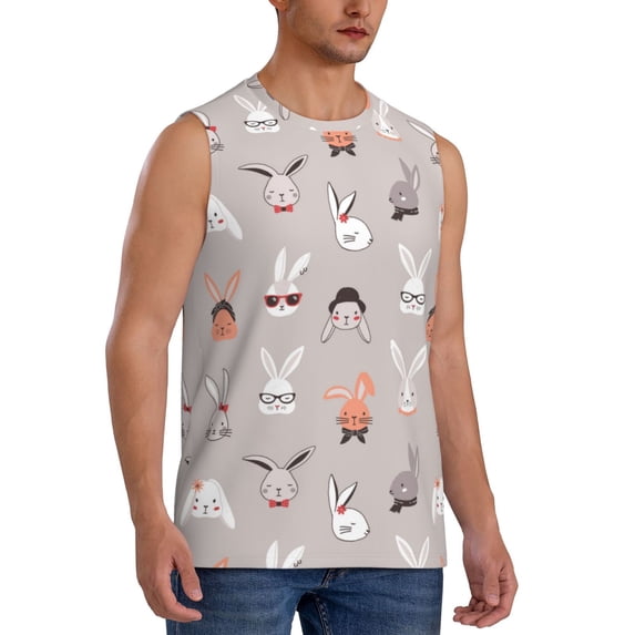 Picia Various Rabbits mens Cotton Tank Undershirts , Moisture-wicking Ribbed Tanks, Lightweight Cotton Tank Undershirts-Large