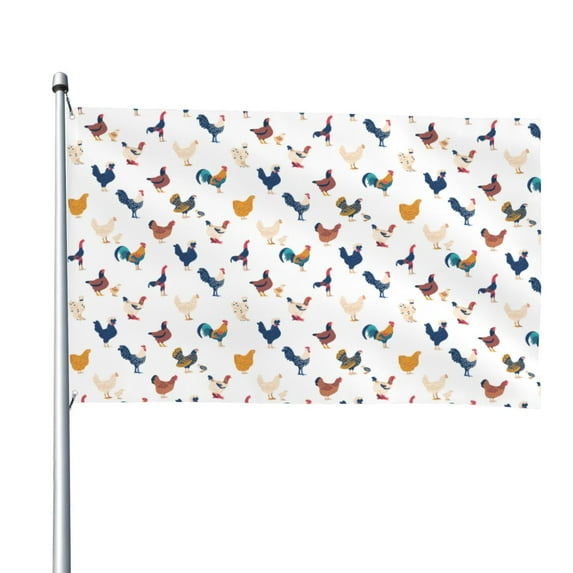 Picia Various Rooster Printed Flag ,Various Rooster Pattern Garden Flag Vertical Double,Yard Lawn Outdoor Decor 48x72"