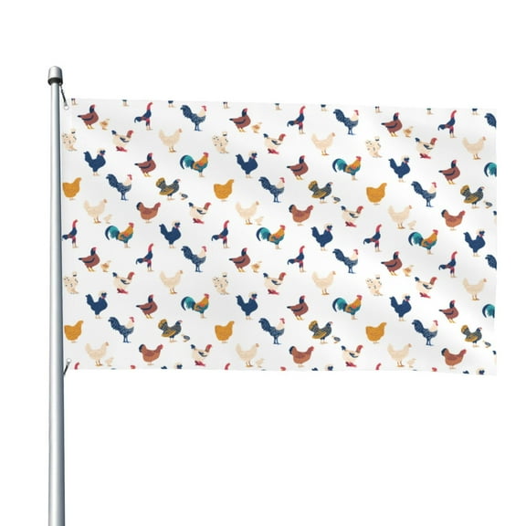 Picia Various Rooster Printed Flag ,Various Rooster Pattern Garden Flag Vertical Double,Yard Lawn Outdoor Decor 48x72"