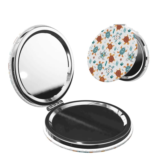 Picia Various Turtle for Compact Vanity Mirror , Travel Makeup Mirror , Portable Magnifying Cosmetic Mirror for Daily, Work, Business-Round Shape