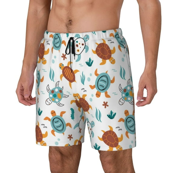 Picia Various Turtle pattern Mens Swim Trunks with Compression Liner Stretch Beach Shorts Quick Dry with Zipper Pockets No-Chafing Board Shorts-XX-Large