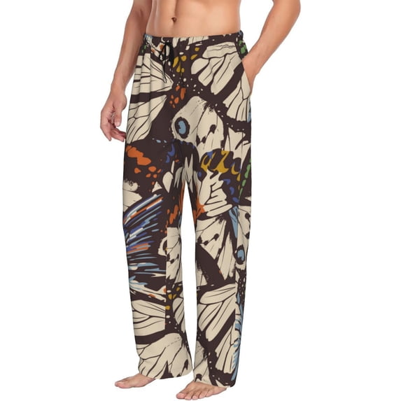 Picia Vector Butterflies Mens Soft Woven Cotton Elastic Waistband Sleep Pajama Pant Lounge Sleep Pant With Pockets And Drawstring-