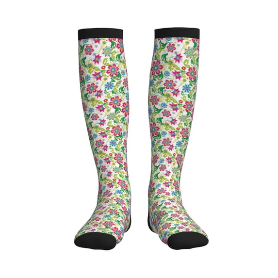 Picia Vector Mexican Otomi Style Bright Printed Sports Compression Socks - 15-20mmHg Graduated Compression, High-Performance Soft and Breathable Socks for Men and Women