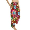 thumbnail image 1 of Picia Vector Mexican Otomi Style Bright Womens Soft Woven Cotton Elastic Waistband Sleep Pajama Pant Lounge Sleep Pant With Pockets And Drawstring-Small, 1 of 9