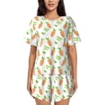 thumbnail image 1 of Picia Vegan Fruit Carrot Pajamas Sets for Women Soft Short-Sleeved Pjs with Lounge Shorts Two Piece Sleepwear-X-Large, 1 of 9