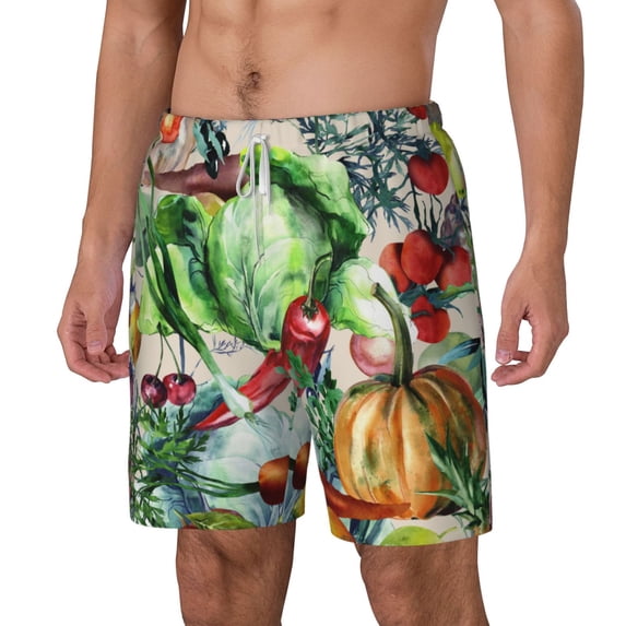 Picia Vegan1 pattern Mens Swim Trunks with Compression Liner Stretch Beach Shorts Quick Dry with Zipper Pockets No-Chafing Board Shorts-Large