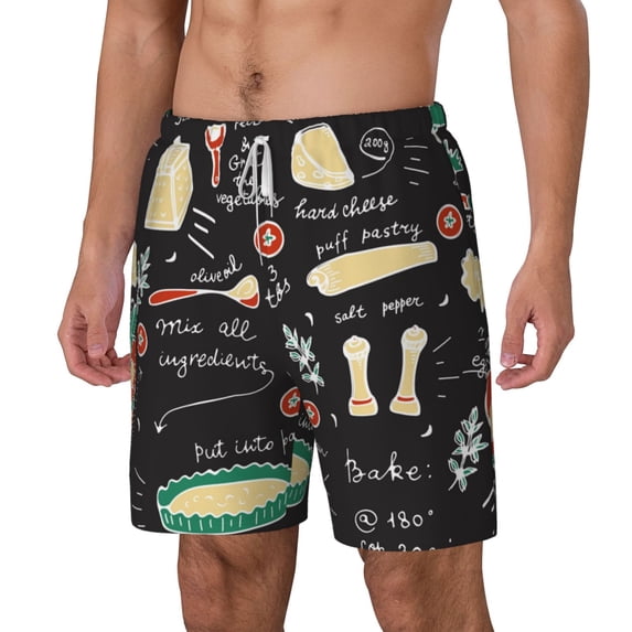 Picia Vegetable Quiche pattern Mens Swim Trunks with Compression Liner Stretch Beach Shorts Quick Dry with Zipper Pockets No-Chafing Board Shorts-XX-Large