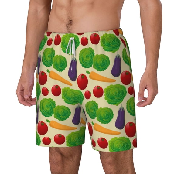 Picia Vegetable pattern Mens Swim Trunks with Compression Liner Stretch Beach Shorts Quick Dry with Zipper Pockets No-Chafing Board Shorts-XX-Large