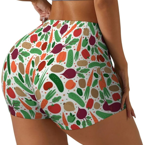 Picia Vegetables Printed Workout Shorts for Women Seamless Scrunch Butt Lifting High Waisted Yoga Gym Booty Running Moisture-wicking Short Pants-Small
