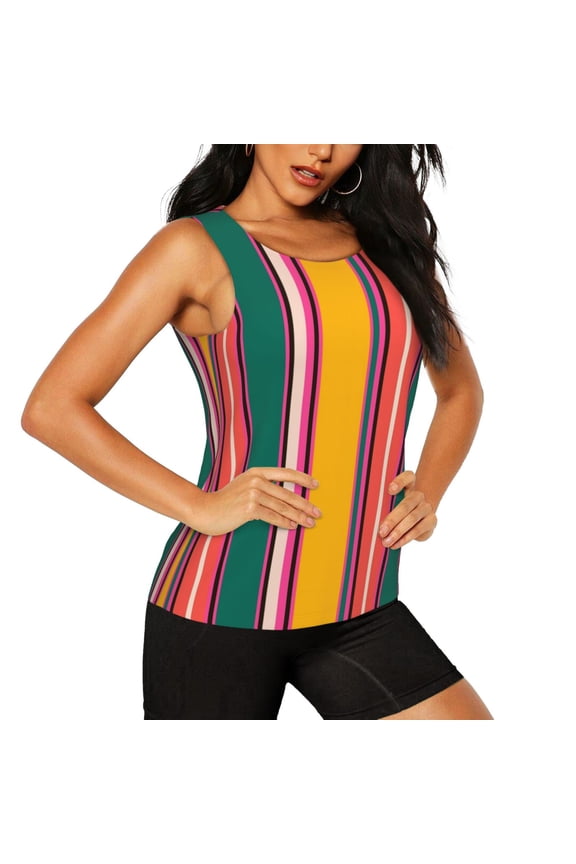 Vertical Stripes Pattern Women's Workout Tank Top,Breathable Activewear,Slim Fit Athletic Top,Versatile Workout Moisture-wicking top-Medium