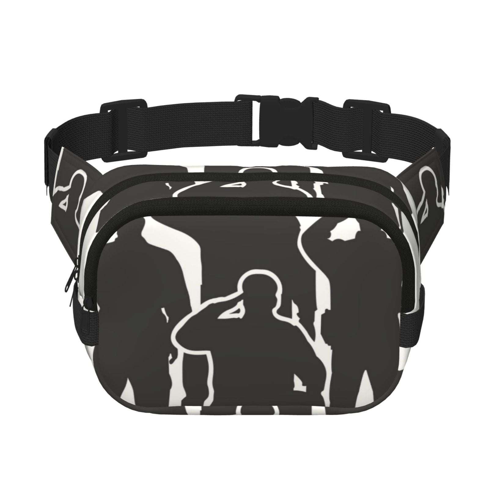 Picia Veterans Day Print Square Double-Layer Waist Bag Mini Adjustable Waist Belt Bag Exercise Running Travel Hiking