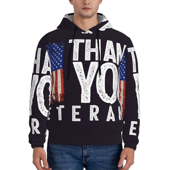Picia Veterans Day2 Pattern Casual Men's Hoodie - Lightweight Hooded Sweatshirt with Kangaroo Pocket, Comfortable Pullover for Everyday, Travel-XX-Large