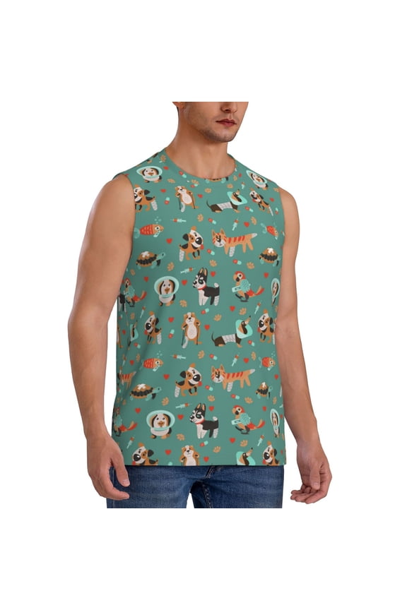 Veterinary Clinics mens Cotton Tank Undershirts , Moisture-wicking Ribbed Tanks, Lightweight Cotton Tank Undershirts-Medium