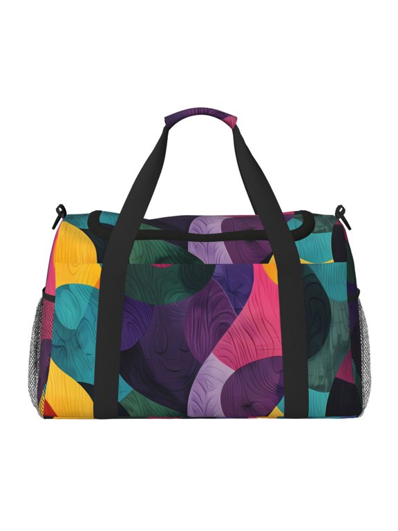 Vibrant Abstract Flow Print Travel Duffle Bag,Weekender Bags for Women with Shoe Compartment, Gym Duffel Bag with Wet Pocket, Hospital Bags for Labor and Delivery