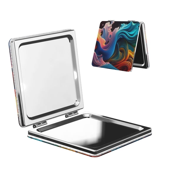 Picia Vibrant Fluid Motion Art for Compact Vanity Mirror , Travel Makeup Mirror , Portable Magnifying Cosmetic Mirror for Daily, Work, Business-Square
