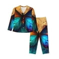 thumbnail image 1 of Picia Vibrant Rainbow Butterfly A Pattern Women’s Long-Sleeve Sleepwear Set - Soft 2-Piece Loungewear with Pockets, Comfy PJs for Relaxing Nights-Large, 1 of 7
