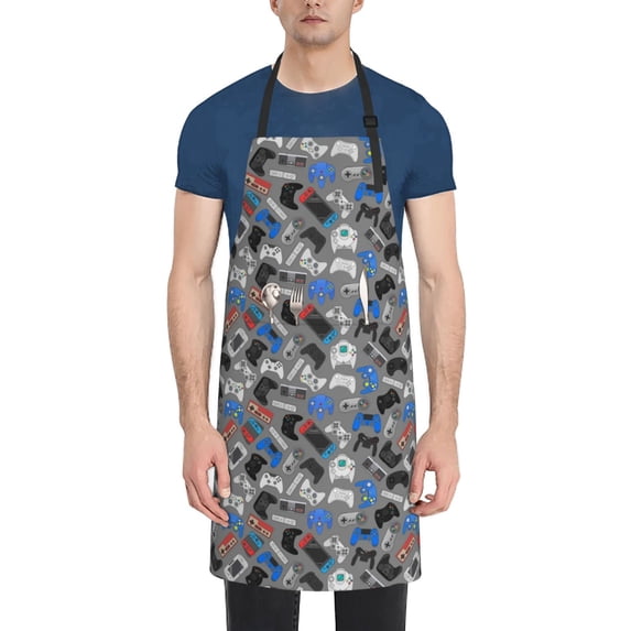 Picia Video Game Waterproof Apron for Unisex Adult - Adjustable Bib Apron with Pockets, Ideal for Cooking, Gardening, Painting, and Household Chores