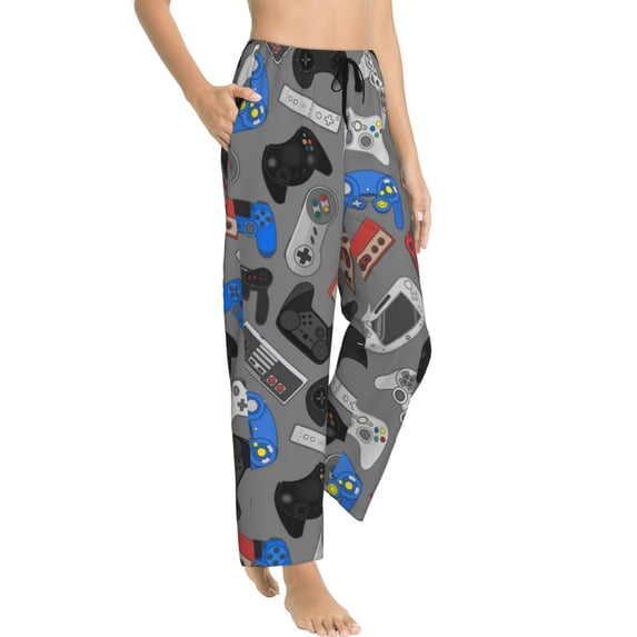 Picia Video Game Womens Soft Woven Cotton Elastic Waistband Sleep Pajama Pant Lounge Sleep Pant With Pockets And Drawstring-Small