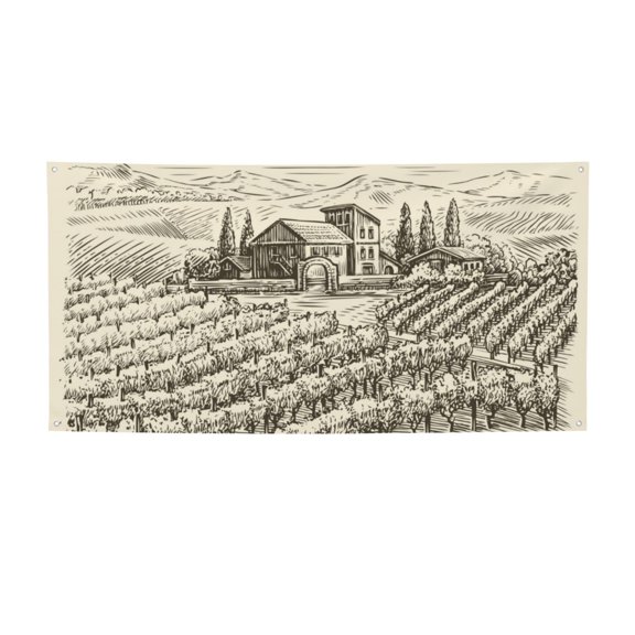 Picia Vineyard Landscape Pattern Party Banner, Festive Decoration, Holiday Banner, Celebration Decor, Event Banner, Reusable Party Banner-Small