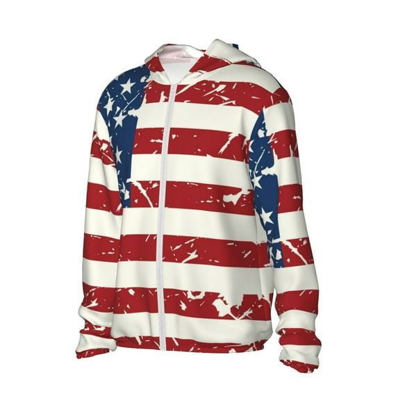 Picia Vintage American Flag Women's Men's UPF 50+ Sun Protection Hoodie Shirt Long Sleeve SPF Fishing Outdoor UV Hiking Lightweight Shirts-X-Large