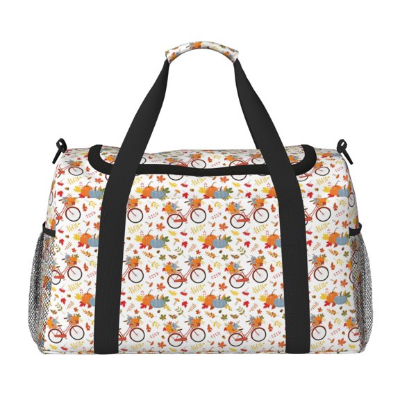 Picia Vintage Autumn Pumpkins Print Travel Duffle Bag,Weekender Bags for Women with Shoe Compartment, Gym Duffel Bag with Wet Pocket, Hospital Bags for Labor and Delivery