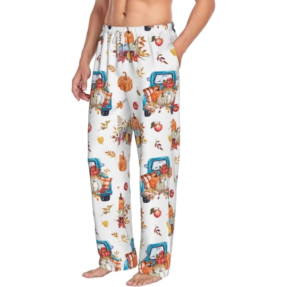 Picia Vintage Autumn Truck Mens Soft Woven Cotton Elastic Waistband Sleep Pajama Pant Lounge Sleep Pant With Pockets And Drawstring-Small