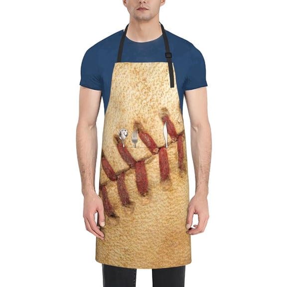 Picia Vintage Baseball Waterproof Apron for Unisex Adult - Adjustable Bib Apron with Pockets, Ideal for Cooking, Gardening, Painting, and Household Chores