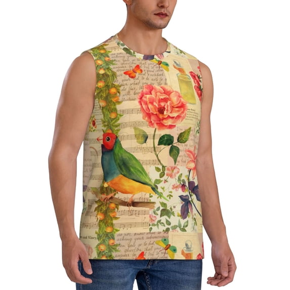 Picia Vintage Bird mens Cotton Tank Undershirts , Moisture-wicking Ribbed Tanks, Lightweight Cotton Tank Undershirts-3X-Large