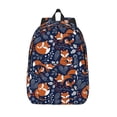 thumbnail image 1 of Picia Vintage Blue Fox Family Printed Canvas Daypack - Stylish and Durable Vintage Compact Backpack - Class, Work, Travel, or Laptop Bookbag,Organized Compartments-Small, 1 of 6
