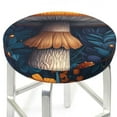 thumbnail image 1 of Picia Vintage Blue Leaf Mushroom pattern Round Stool Covers Comfy Seat Covers Stretch Removable WashableChair Slipcover Round Bar Chair Cushion Cover-14 inch, 1 of 7