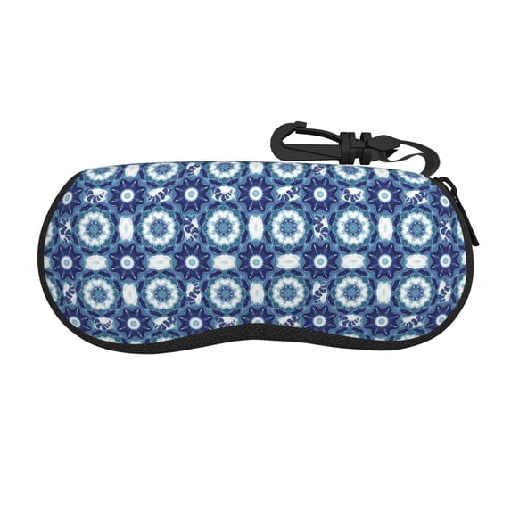 Picia Vintage Blue Print Sunglasses Case, Eyeglasses Case Protector Large Glasses Case, Key Lock Case Protective Glasses Holder Eyeglasses Cases