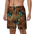 thumbnail image 1 of Picia Vintage Butterfly Green pattern Mens Swim Trunks with Compression Liner Stretch Beach Shorts Quick Dry with Zipper Pockets No-Chafing Board Shorts-, 1 of 9