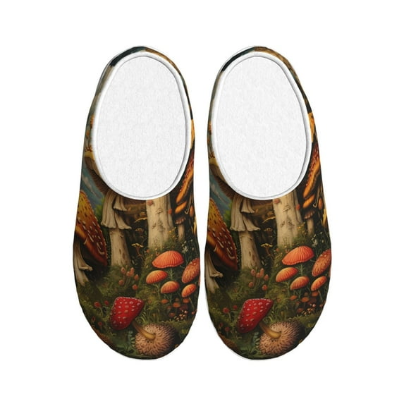 Picia Vintage Cloud Mushroom for Women's Lamb-hug Comfy Fleece House Slippers Memory Foam, Slip-on House Shoes Indoor Outdoor-35/36